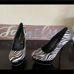Zebra print stiletto high heels